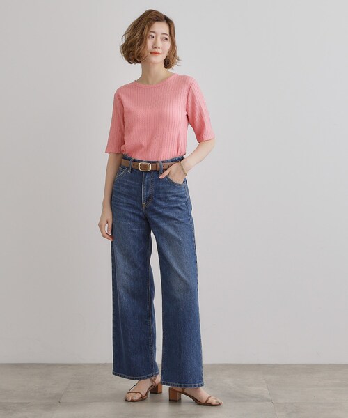 grove（グローブ）の「ジャカードハーフスリーブプルオーバー（Tシャツ/カットソー・レディース・オフホワイト/ピンク系/ブラック・01/02/03/04/05）」の21枚目の写真