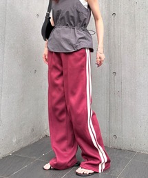 ISOOK | 【ISOOK / アイスー】センターシームトラックパンツ / ハイウエスト ストレート サイドライン スウェット ウエストゴム レディース ブラック モカ ブルー バーガンディー ZOZOTOWN限定(その他パンツ)