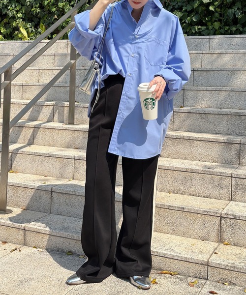 ISOOK（アイスー）の「【ISOOK / アイスー】センターシームトラックパンツ / ハイウエスト ストレート サイドライン スウェット ウエストゴム レディース ブラック モカ ブルー バーガンディー 黒 青 赤 茶 ZOZOTOWN限定（その他パンツ・レディース・ブルー/モカ/バーガンディー/ブラック・FREE）」の21枚目の写真