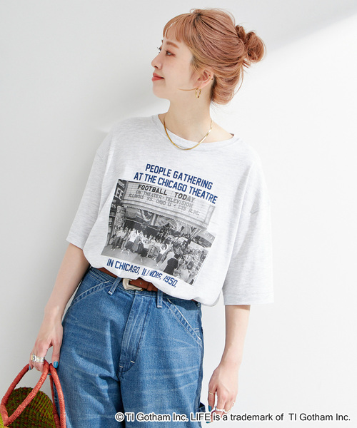 GOOD ROCK SPEED（グッドロックスピード）の「GOOD ROCK SPEED/グッドロックスピード  LIFE PICTURE COLLECTIONハンソデb（Tシャツ/カットソー・レディース・アイボリー/ブラック/ライトグレー・FREE）」の5枚目の写真