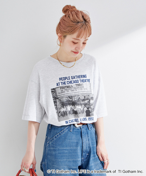 GOOD ROCK SPEED（グッドロックスピード）の「GOOD ROCK SPEED/グッドロックスピード  LIFE PICTURE COLLECTIONハンソデb（Tシャツ/カットソー・レディース・アイボリー/ブラック/ライトグレー・FREE）」の4枚目の写真