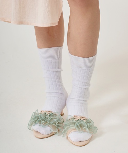 TINA：JOJUN（ティーナジョジュン）の「チュール フリルミュール TINA：JOJUN（サンダル・レディース・ピンクベージュ/アイボリー・S/M/L）」の7枚目の写真