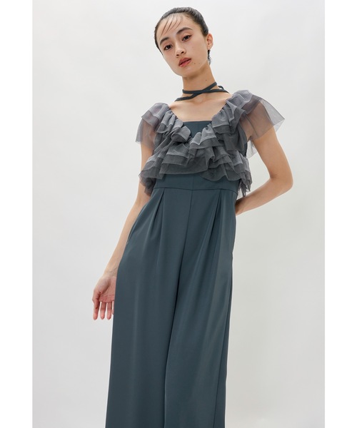 【新品】フリルオールインワンパンツ 2点セットボレロ パンツドレス 結婚式 niana（ニアナ）の「フリルオールインワンパンツ 2点セット ビスチェ
