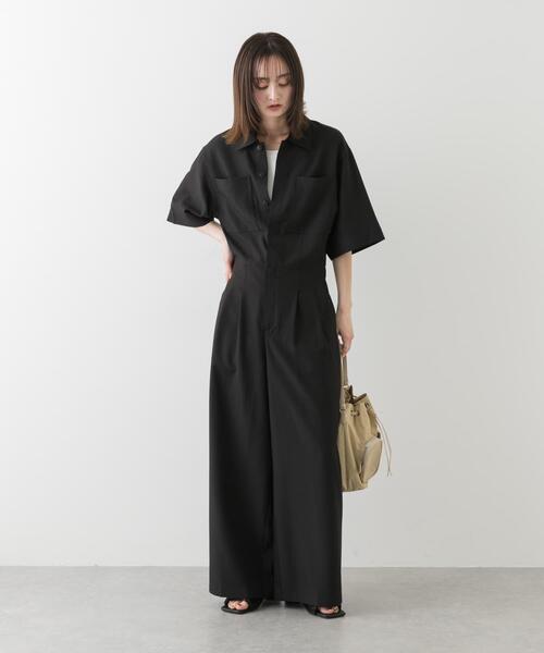 SENSE OF PLACE by URBAN RESEARCH(センスオブプレイスバイアーバンリサーチ)の「ハーフスリーブジャンプスーツ(サロペット/オーバーオール・レディース・チャコールグレー/ブラック/ベージュ・SMALL/MEDIUM)」の22枚目の写真