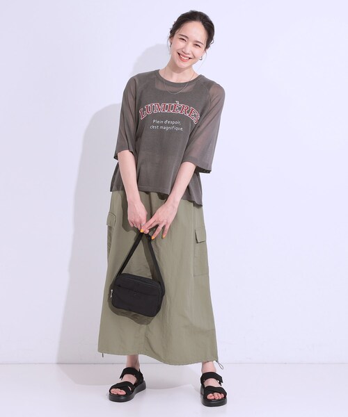 Cutie Blonde（キューティーブロンド）の「【S-LL】シアー感がこなれ見え お袖ゆったりロゴニット（ニット/セーター・レディース・ピンク系/ホワイト系4/チャコール/グリーン系その他2・02/03/04/01）」の7枚目の写真