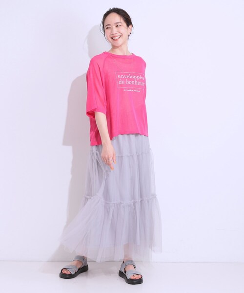 Cutie Blonde（キューティーブロンド）の「【S-LL】シアー感がこなれ見え お袖ゆったりロゴニット（ニット/セーター・レディース・ピンク系/ホワイト系4/チャコール/グリーン系その他2・02/03/04/01）」の19枚目の写真