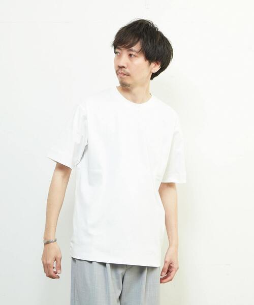 MEN'S MELROSE（メンズメルローズ）の「マーセライズドスムースクルーネックTシャツ（Tシャツ/カットソー・メンズ・グレー/ホワイト/ベージュ・2/3/4）」の2枚目の写真