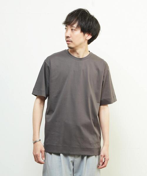 MEN'S MELROSE（メンズメルローズ）の「マーセライズドスムースクルーネックTシャツ（Tシャツ/カットソー・メンズ・グレー/ホワイト/ベージュ・2/3/4）」の4枚目の写真