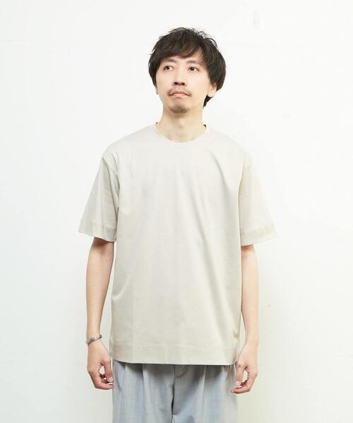 MEN'S MELROSE（メンズメルローズ）の「マーセライズドスムースクルーネックTシャツ（Tシャツ/カットソー・メンズ・グレー/ホワイト/ベージュ・2/3/4）」の10枚目の写真