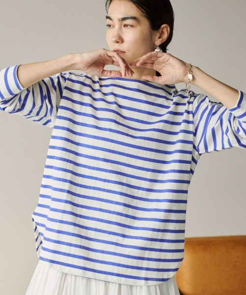 Libra Cue(リブラ キュー)の「ロングスリーブボーダーカットソー(Tシャツ/カットソー・レディース・ブルー/ブラック・FREE)」の2枚目の写真