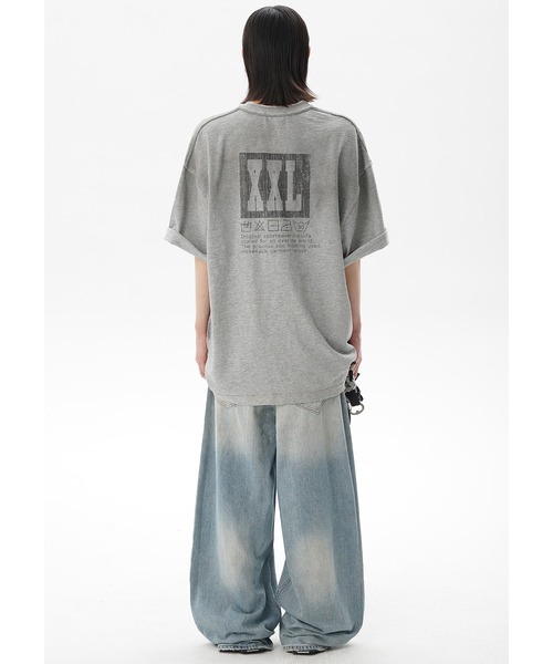 オーバーサイズ スプレー加工 バックプリント Tシャツ DT4320