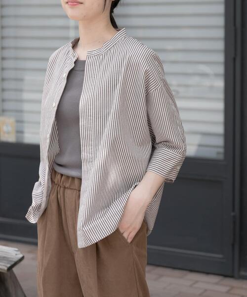 FORK&SPOON（フォークアンドスプーン）の「FORK&SPOON　ギボシコクーンショートスリーブシャツ（シャツ/ブラウス・レディース・ブルー系その他/ベージュ系その他/ブラック/ブラウン系その他・1）」の12枚目の写真