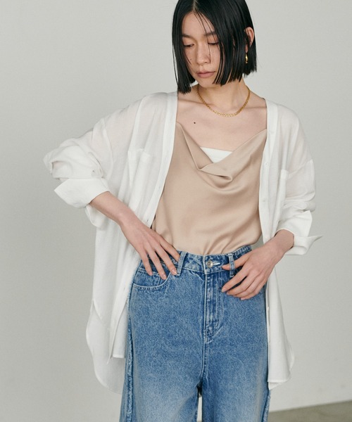 LARUTA(ラルータ)の「【LARUTA】2wayVネックスキッパーシャツ(シャツ/ブラウス・レディース・ブラウン/オフホワイト/グレー系その他/ブラック・FREE)」の12枚目の写真