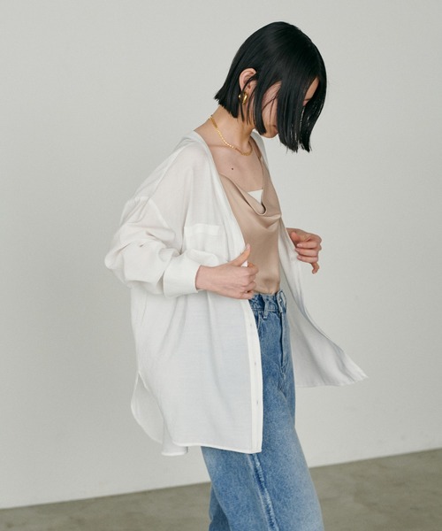 LARUTA(ラルータ)の「【LARUTA】2wayVネックスキッパーシャツ(シャツ/ブラウス・レディース・ブラウン/オフホワイト/グレー系その他/ブラック・FREE)」の13枚目の写真