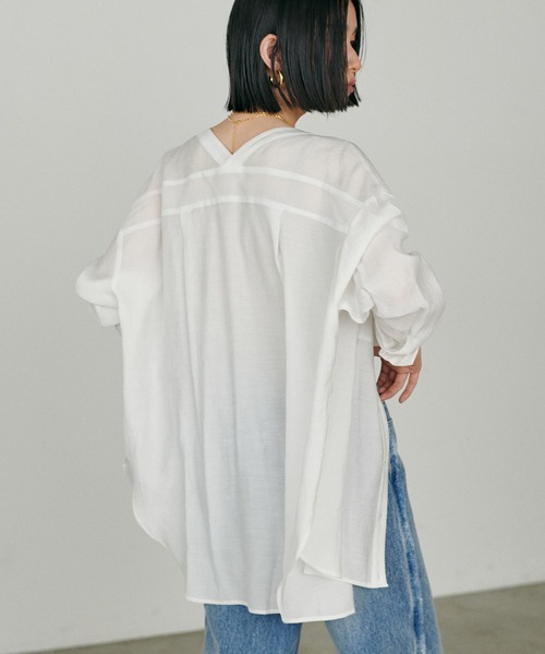 LARUTA(ラルータ)の「【LARUTA】2wayVネックスキッパーシャツ(シャツ/ブラウス・レディース・ブラウン/オフホワイト/グレー系その他/ブラック・FREE)」の14枚目の写真