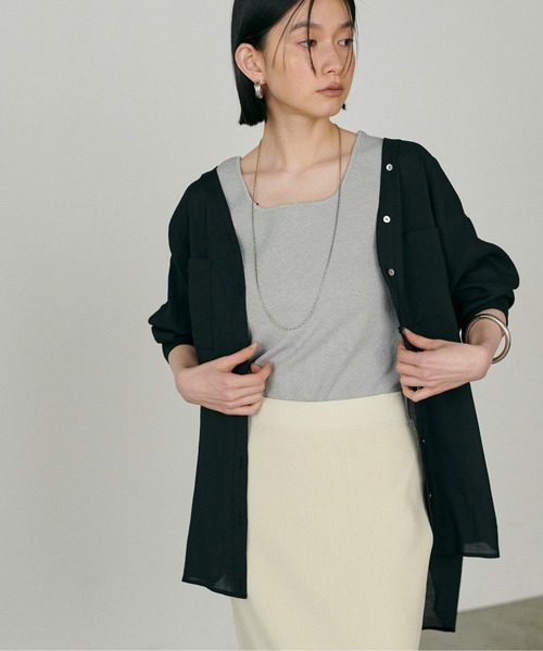 LARUTA(ラルータ)の「【LARUTA】2wayVネックスキッパーシャツ(シャツ/ブラウス・レディース・ブラウン/オフホワイト/グレー系その他/ブラック・FREE)」の16枚目の写真