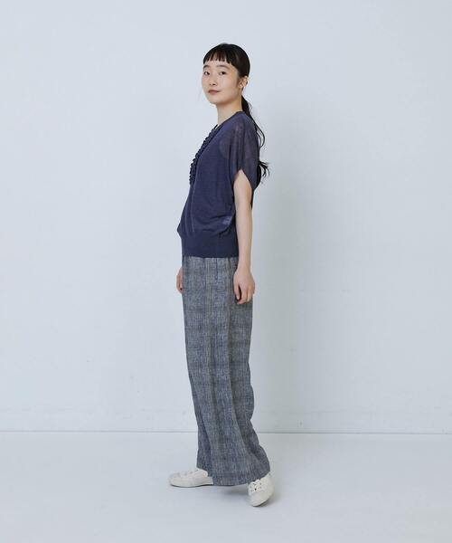 LOISIR（ロワズィール）の「リネンナイロン天竺シアーニットフリルプルオーバー（ニット/セーター・レディース・ベージュ/グレー・FREE）」の14枚目の写真