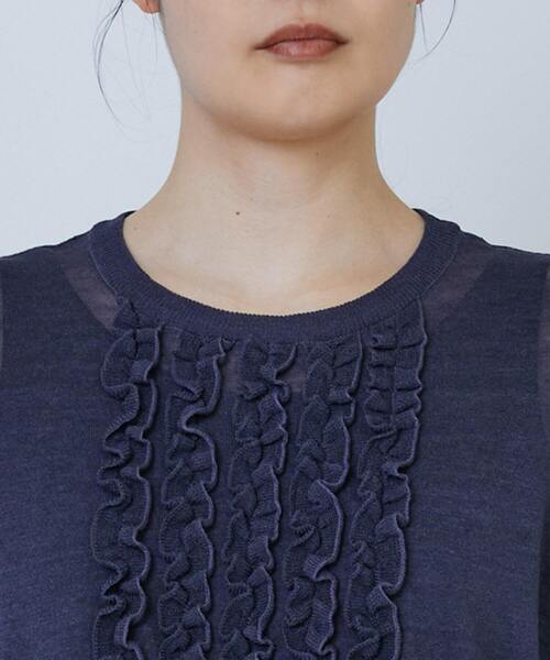 LOISIR（ロワズィール）の「リネンナイロン天竺シアーニットフリルプルオーバー（ニット/セーター・レディース・ベージュ/グレー・FREE）」の19枚目の写真