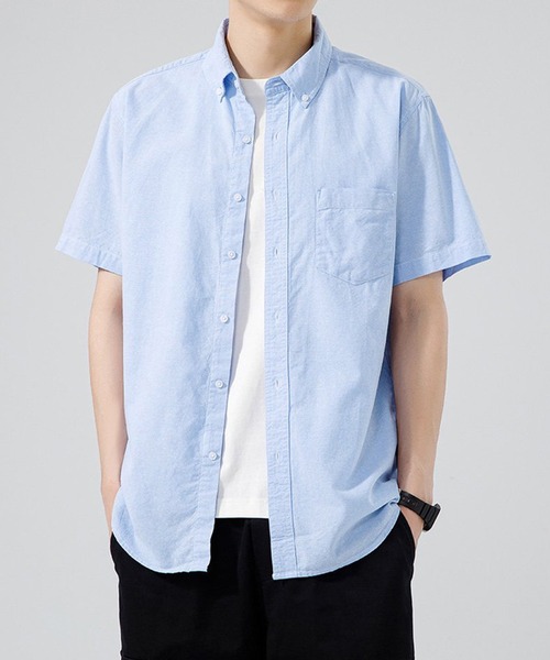 Cloudstyle（クラウドスタイル）の「【Cloudstyle】コットン 半袖シャツ（シャツ/ブラウス・メンズ・グレー系その他/ブルー/グレー/ブルー系その他/ホワイト・LARGE/XX-LARGE/MEDIUM/X-LARGE）」の8枚目の写真