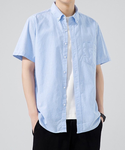Cloudstyle（クラウドスタイル）の「【Cloudstyle】コットン 半袖シャツ（シャツ/ブラウス・メンズ・グレー系その他/ブルー/グレー/ブルー系その他/ホワイト・LARGE/XX-LARGE/MEDIUM/X-LARGE）」の9枚目の写真
