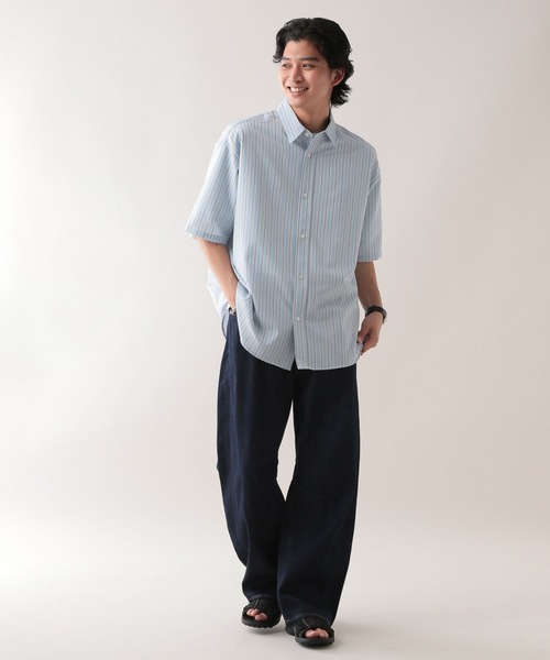 RAGEBLUE（レイジブルー）の「ラグイージー/オーバーサイズストライプシャツ（シャツ/ブラウス・メンズ・ライトブルー/グレー系その他・MEDIUM/LARGE）」の9枚目の写真