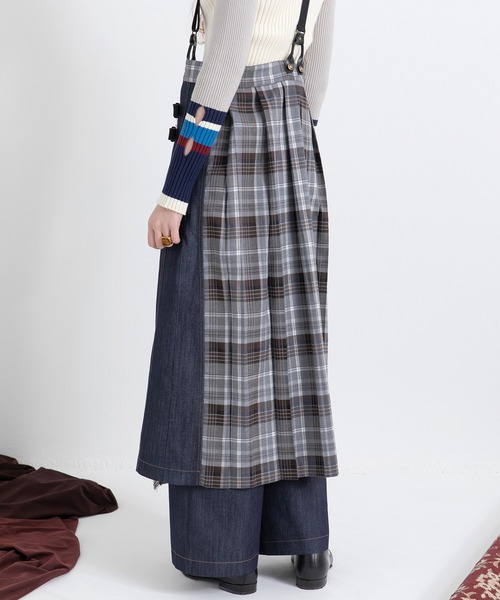 AULA AILA(アウラアイラ)の「チェックデニムコンビネーションサロペット(サロペット/オーバーオール・レディース・ブラック/グレー/ブルー・0/1)」の20枚目の写真