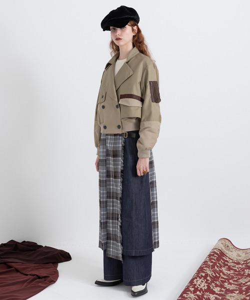 AULA AILA(アウラアイラ)の「チェックデニムコンビネーションサロペット(サロペット/オーバーオール・レディース・ブラック/グレー/ブルー・0/1)」の15枚目の写真