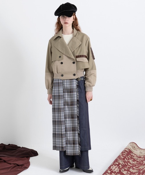 AULA AILA(アウラアイラ)の「チェックデニムコンビネーションサロペット(サロペット/オーバーオール・レディース・ブラック/グレー/ブルー・0/1)」の14枚目の写真