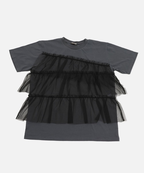 JAM & LINK(ジャムアンドリンク)の「ランダムチュール 半袖Tシャツ 【リンクコーデ】(Tシャツ/カットソー・レディース・ホワイト/チャコールグレー・M/L)」の5枚目の写真
