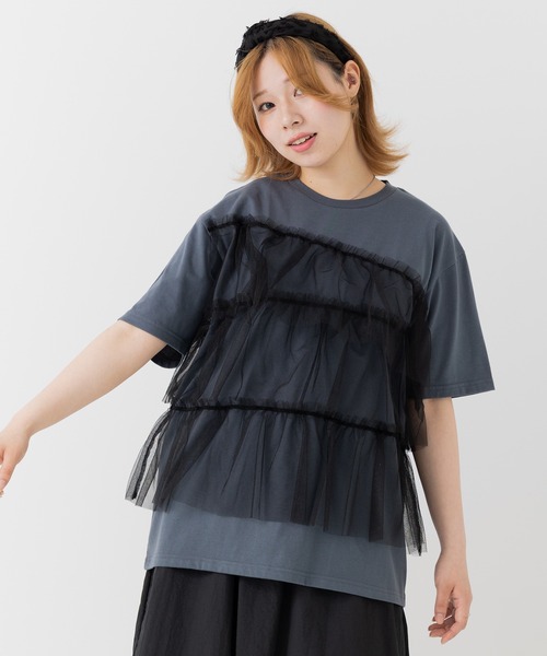 JAM & LINK(ジャムアンドリンク)の「ランダムチュール 半袖Tシャツ 【リンクコーデ】(Tシャツ/カットソー・レディース・ホワイト/チャコールグレー・M/L)」の17枚目の写真