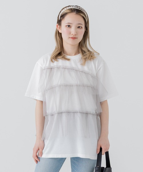 JAM & LINK(ジャムアンドリンク)の「ランダムチュール 半袖Tシャツ 【リンクコーデ】(Tシャツ/カットソー・レディース・ホワイト/チャコールグレー・M/L)」の13枚目の写真