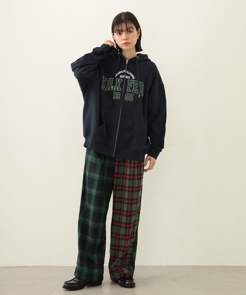 MILKFED.（ミルクフェド）の「COMBINATION PLAID PANTS（その他パンツ・レディース・ブラック/グリーン・ONE SIZE）」の3枚目の写真