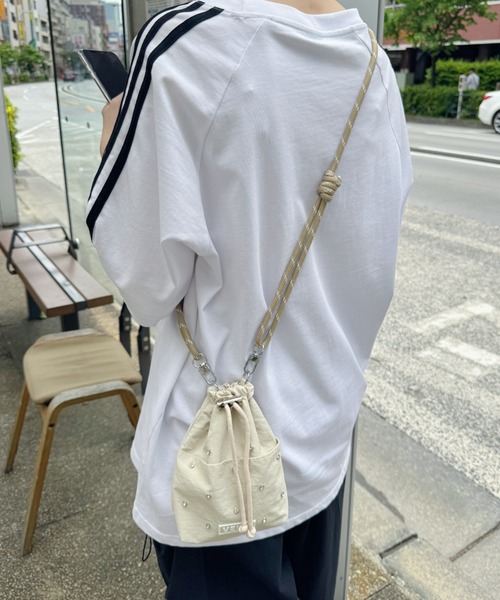 セール】ビジューデザインミニサコッシュバッグ（ショルダー