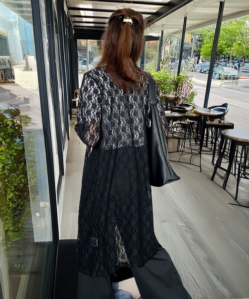 トクコプルミエヴォル✨黒のレース装飾夏用シースルーカーディガン トクコプルミエヴォル✨黒のレース装飾夏用シースルーカーディガン