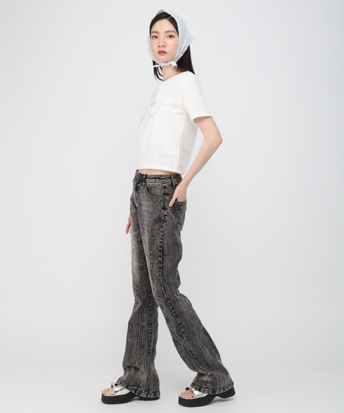 3.3 Field Trip （3.3フィールドトリップ）の「3.3 Field Trip／フレアデニム2（デニムパンツ・レディース・ブルー/ブラック・SMALL/MEDIUM）」の7枚目の写真