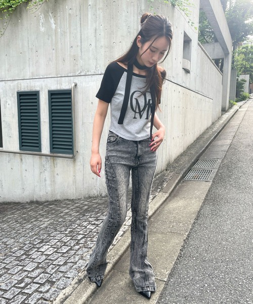 3.3 Field Trip （3.3フィールドトリップ）の「3.3 Field Trip／フレアデニム2（デニムパンツ・レディース・ブルー/ブラック・SMALL/MEDIUM）」の3枚目の写真