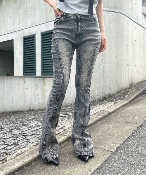 3.3 Field Trip （3.3フィールドトリップ）の「3.3 Field Trip／フレアデニム2（デニムパンツ・レディース・ブルー/ブラック・SMALL/MEDIUM）」の5枚目の写真