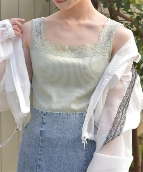 axes femme(アクシーズファム)の「吸水速乾2WAYリブタンク(タンクトップ・レディース・グリーン/キナリ/イエロー/ネイビー・FREE)」の3枚目の写真