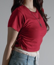 サイドシャーリングクロップドTシャツ