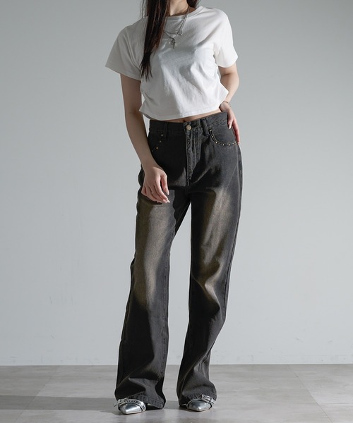 apres jour mignon(アプレジュールミニョン)の「サイドシャーリングクロップドTシャツ【ZOZOTOWN限定アイテム】(Tシャツ/カットソー・レディース・ブラック/ピンク系その他/オフホワイト/ナチュラル/レッド・フリー/X-LARGE)」の8枚目の写真