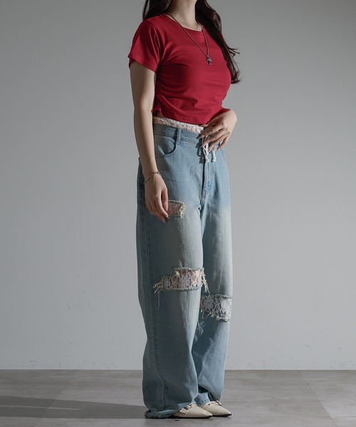 apres jour mignon(アプレジュールミニョン)の「サイドシャーリングクロップドTシャツ【ZOZOTOWN限定アイテム】(Tシャツ/カットソー・レディース・ブラック/ピンク系その他/オフホワイト/ナチュラル/レッド・フリー/X-LARGE)」の15枚目の写真