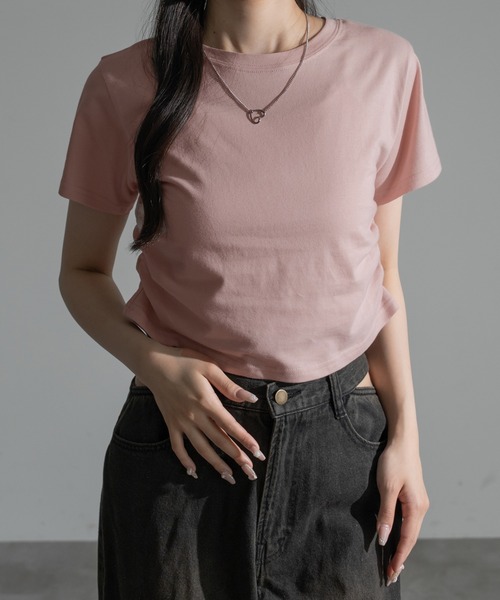 apres jour mignon(アプレジュールミニョン)の「サイドシャーリングクロップドTシャツ【ZOZOTOWN限定アイテム】(Tシャツ/カットソー・レディース・ブラック/ピンク系その他/オフホワイト/ナチュラル/レッド・フリー/X-LARGE)」の16枚目の写真