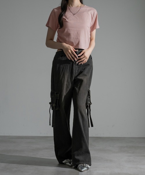 apres jour mignon(アプレジュールミニョン)の「サイドシャーリングクロップドTシャツ【ZOZOTOWN限定アイテム】(Tシャツ/カットソー・レディース・ブラック/ピンク系その他/オフホワイト/ナチュラル/レッド・フリー/X-LARGE)」の19枚目の写真