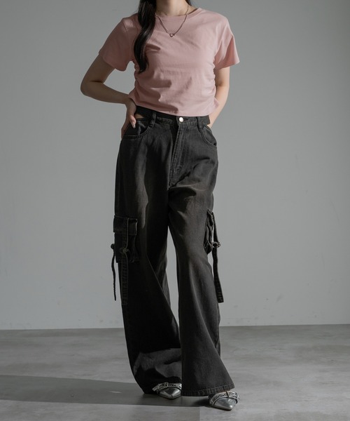 apres jour mignon(アプレジュールミニョン)の「サイドシャーリングクロップドTシャツ【ZOZOTOWN限定アイテム】(Tシャツ/カットソー・レディース・ブラック/ピンク系その他/オフホワイト/ナチュラル/レッド・フリー/X-LARGE)」の20枚目の写真