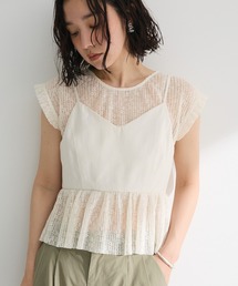 ・ELENCARE DUE ドッキングレースブラウス