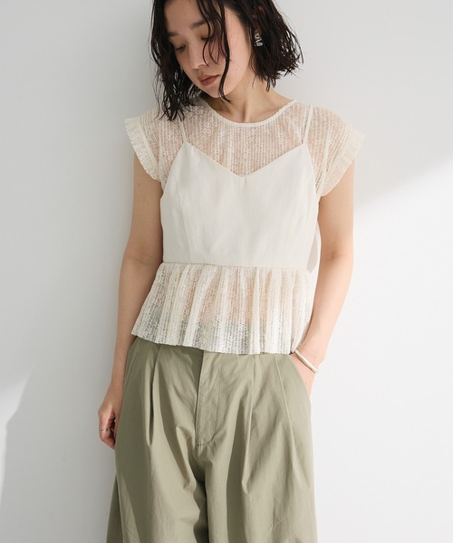 ELENCARE DUE（エレンカーレデュエ）の「・ELENCARE DUE ドッキングレースブラウス（シャツ/ブラウス・レディース・グレイッシュベージュ/ブラック/オフホワイト・FREE）」の7枚目の写真