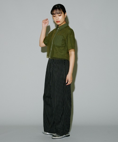 terrace(テラス)の「ヘリンボーンストライプキャミオールインワン(つなぎ/オールインワン・レディース・チャコールグレー/ブラック/グレイッシュベージュ・MEDIUM)」の19枚目の写真