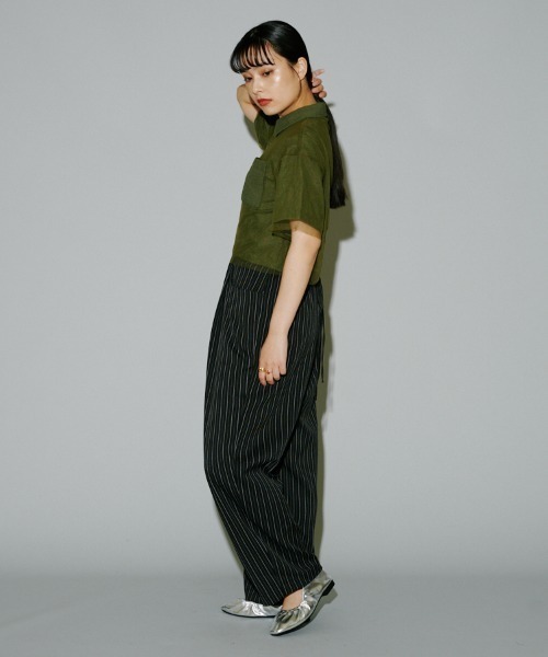 terrace(テラス)の「ヘリンボーンストライプキャミオールインワン(つなぎ/オールインワン・レディース・チャコールグレー/ブラック/グレイッシュベージュ・MEDIUM)」の20枚目の写真