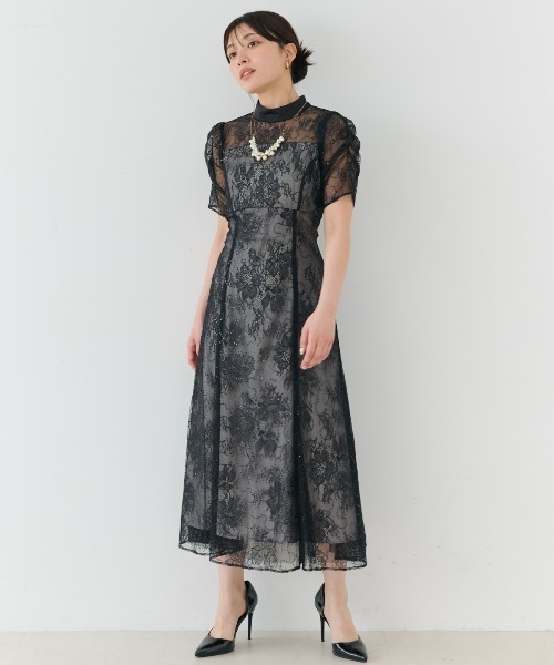 AND COUTURE(アンドクチュール)の「スパンコールラッセルレースドレス(ドレス・レディース・ブルー/ブラック/レッド/ミント・FREE)」の2枚目の写真