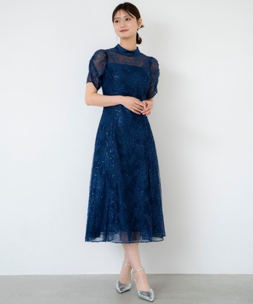 AND COUTURE(アンドクチュール)の「スパンコールラッセルレースドレス(ドレス・レディース・ブルー/ブラック/レッド/ミント・FREE)」の5枚目の写真